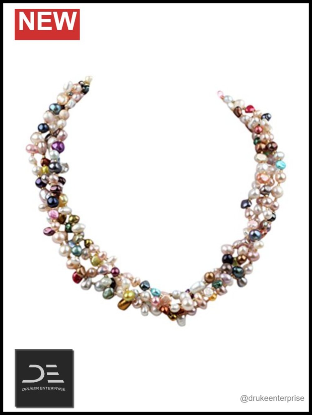 Freshwater Pearl Four-Strand Twisted Necklace with Moonlight Clasp 46-50cm